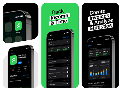 Fremo: Income & Time Tracker for freelancers, released! appdesign freelancer income ios native design time tracker ui ux