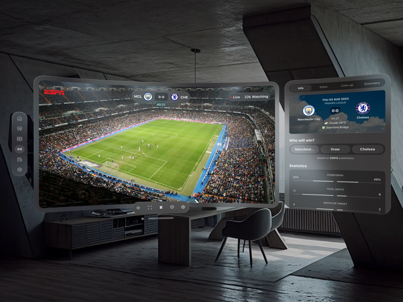 Football App for Apple Vision app apple apple vision design football product design ui ux