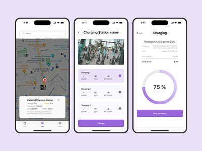 Charging the electric scooter app design app design