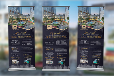 Standee Roll Up Banner Advertisement Real Estate Project design graphic design illustration kqdesigner kqfreelancer realreal estate roll up standee vector