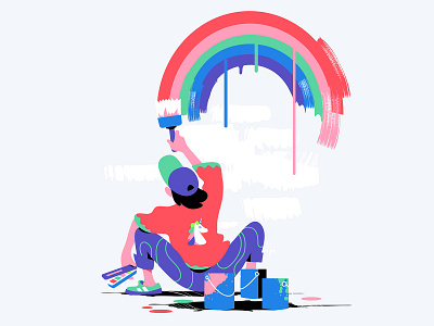 Rainbow Writer 🌈 🖌️ art colors graffiti illustration murales painting peace rainbow vectorart writer