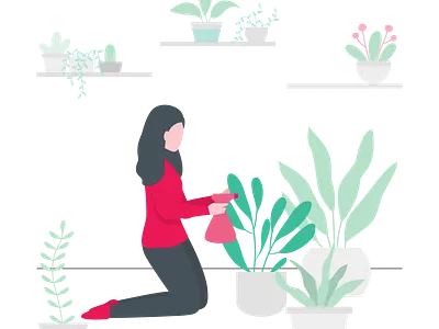 Smiling plants gardening illustration indoor plants