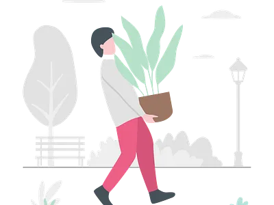 Carrying plant or Never enough gray illustration park plant