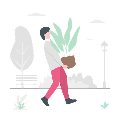 Carrying plant or Never enough gray illustration park plant