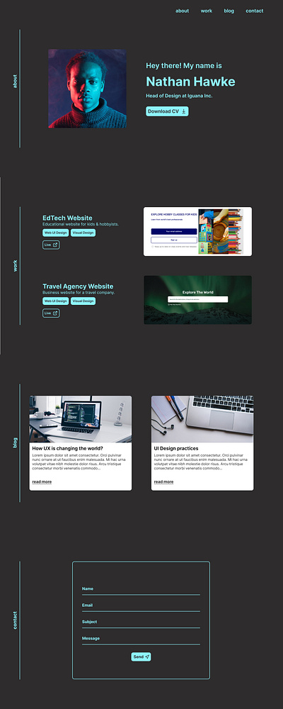 Designer Portfolio Website - Mockup branding design figma mockups ui user interface ux webpage design