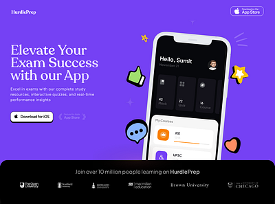 HurdlePrep landing page android animation app clean design gif graphic design icon illustration ios iphone logo mobile ui ux