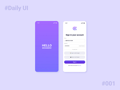 Daily UI Challenge #001 - Sign Up animation app daily 100 daily 100 chalenge design design sign in figma gif animation sign in sign up ui ui design ui ux design ux