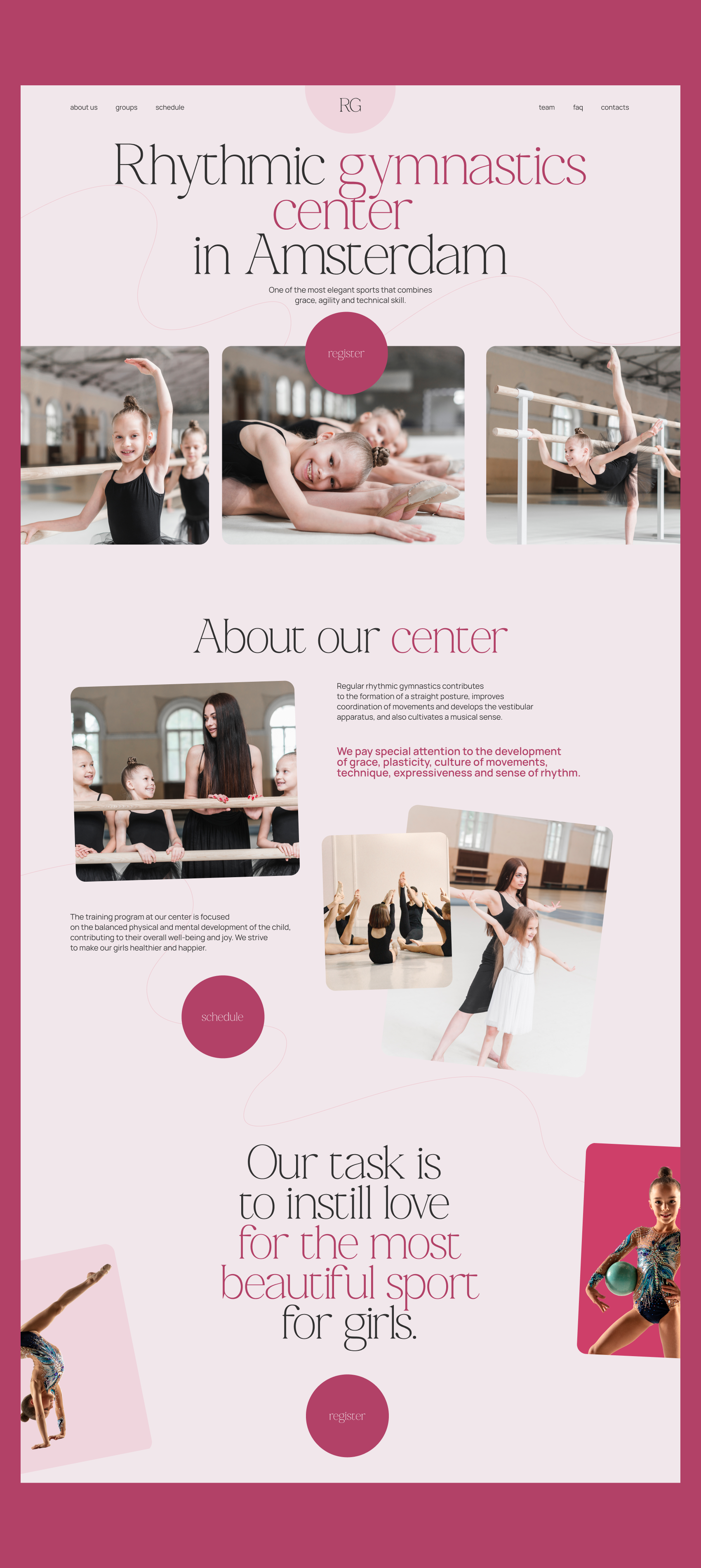Rhythmic gymnastics landing page