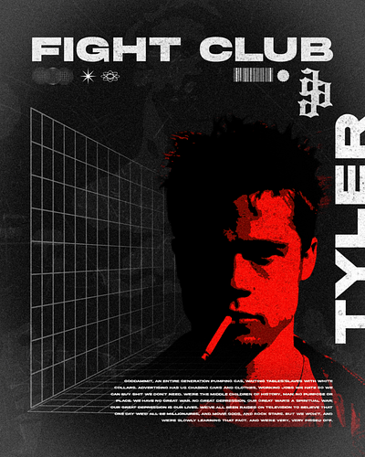 Fight Club poster brutalism design graphic design illustration photoshop poster vector