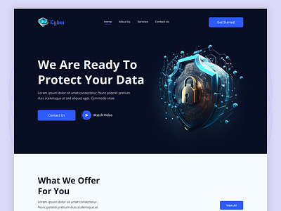 Cyber Security Web Header creativepeoples cyber cyber security website cybersecurity design encryption hacker internet security landing page privacy protection proxy security trending ui ux validation vpn web web design