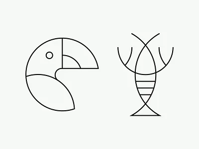 Toucan and Lobster design graphic design lobster simple logo toucan