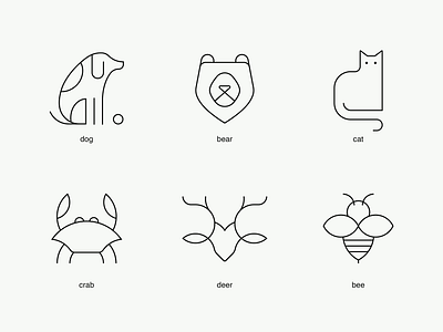 Icons (II) bear bee cat crab deer design dog graphic design icon simple logo