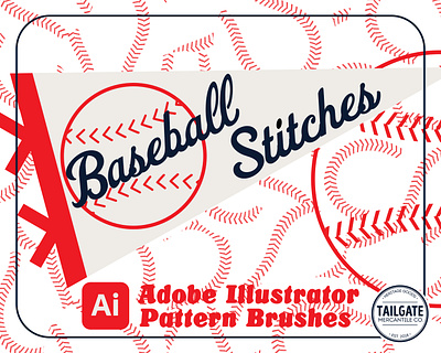Baseball Stitches Adobe Illustrator Pattern Brush adobe illustrator baseball brushes design design asset graphic design vector