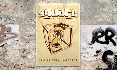 Square - 20th Anniversary band cube design dot art escher gig poster hourglass illustration music pointilism poster punk tattoo vintage