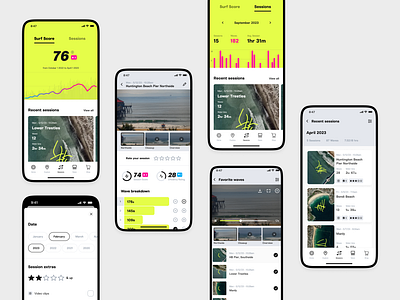 Surfline Sessions iOS App activity app charts clean data design filter fitness freelance graphs ios product design ui