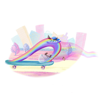 A rainbow and a snail cartoon character childrens book childrens editorial childrens illustration colorful illustration digital art digital illustration funny ill illustration picture book publishing rainbow snail storybook whimsic whimsical drawing whimsical illustration young readers