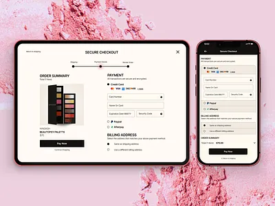Credit Card Checkout- DailyUI #002 beauty checkout creditcard dailyui desktop dribbble feedback figma icons inspiration makeup mobile product design real responsive simple ui