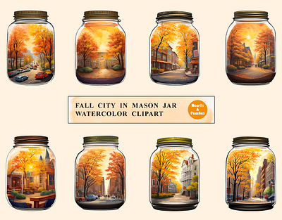 Fall City in Mason Jar Watercolor Clipart Bundle autumn autumn city autumn mason jar clipart design digital art digital download fall fall city art fall city clipart fall illustrations fall in a jar fall mason jar graphic design illustration mason jar clipart newyork city in fall png watercolor watercolor fall scene