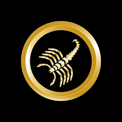 golden scorpion logo on black background design graphic design illustration logo vector