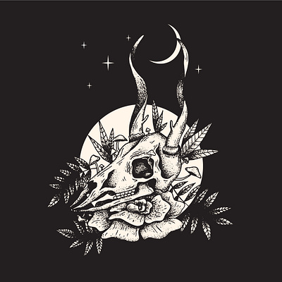 Deer Skull drawing illustration poster vector