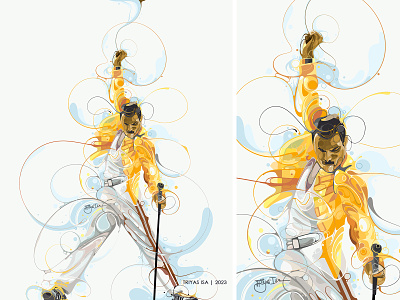 Freddie Mercury abstract bubble colorful design freddie mercury illustration music music poster portrait queen unique yellow