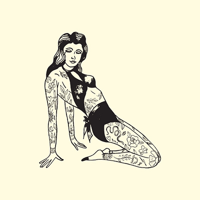 Tattoo Pin Up 03 drawing handing drawing illustration vector