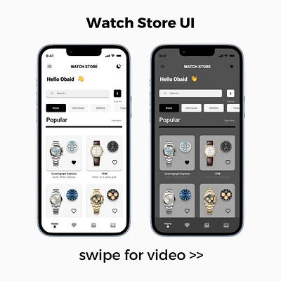 Watch Store Mobile App Design (Figma) branding graphic design ui