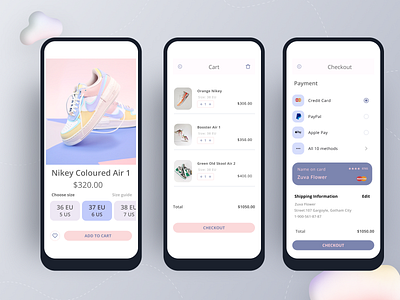 Shoe boutique check out pages daily ui app design ui ux