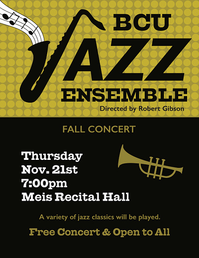 Briar Cliff University Jazz Concert Poster graphic design illustration