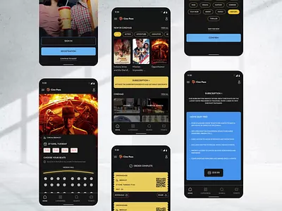 CinePass - Movie Ticketing App animation cine cinema dark mode figma light mode movie ui ux