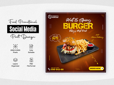 Food Social Media Post, Banner Design animation app banner design banner post branding design food banner food menu food post design food social media post food templates graphic design illustration logo social media ui