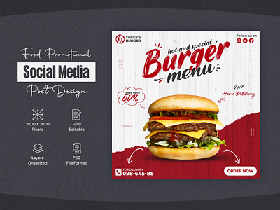 Food Social Media Post, Banner Design animation app banner design branding design food banner food banner design food banner template food menu food post design food social media post food templates graphic design illustration logo template ui