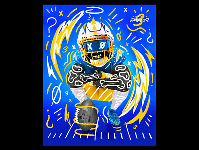 Derwin James Jr. Poster art chargers design digital art doodle drawing football funky illustration nfl poster
