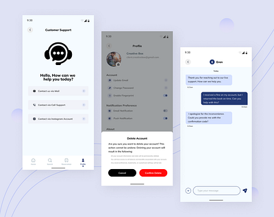Customer Support for Digital Library customersupport deleteaccount design profile ui uiux ux