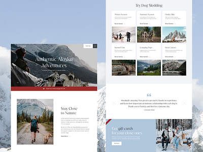 Dog Sledding Website clean design hiking interface landing minimal mountains nature sled sledding sport ui user experience ux web web design