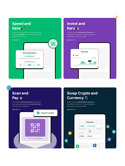 Shots from a fintech landing page graphic design landing page ui