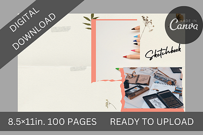 8.5x11 Kids Sketchbook Interior Template Graphic by