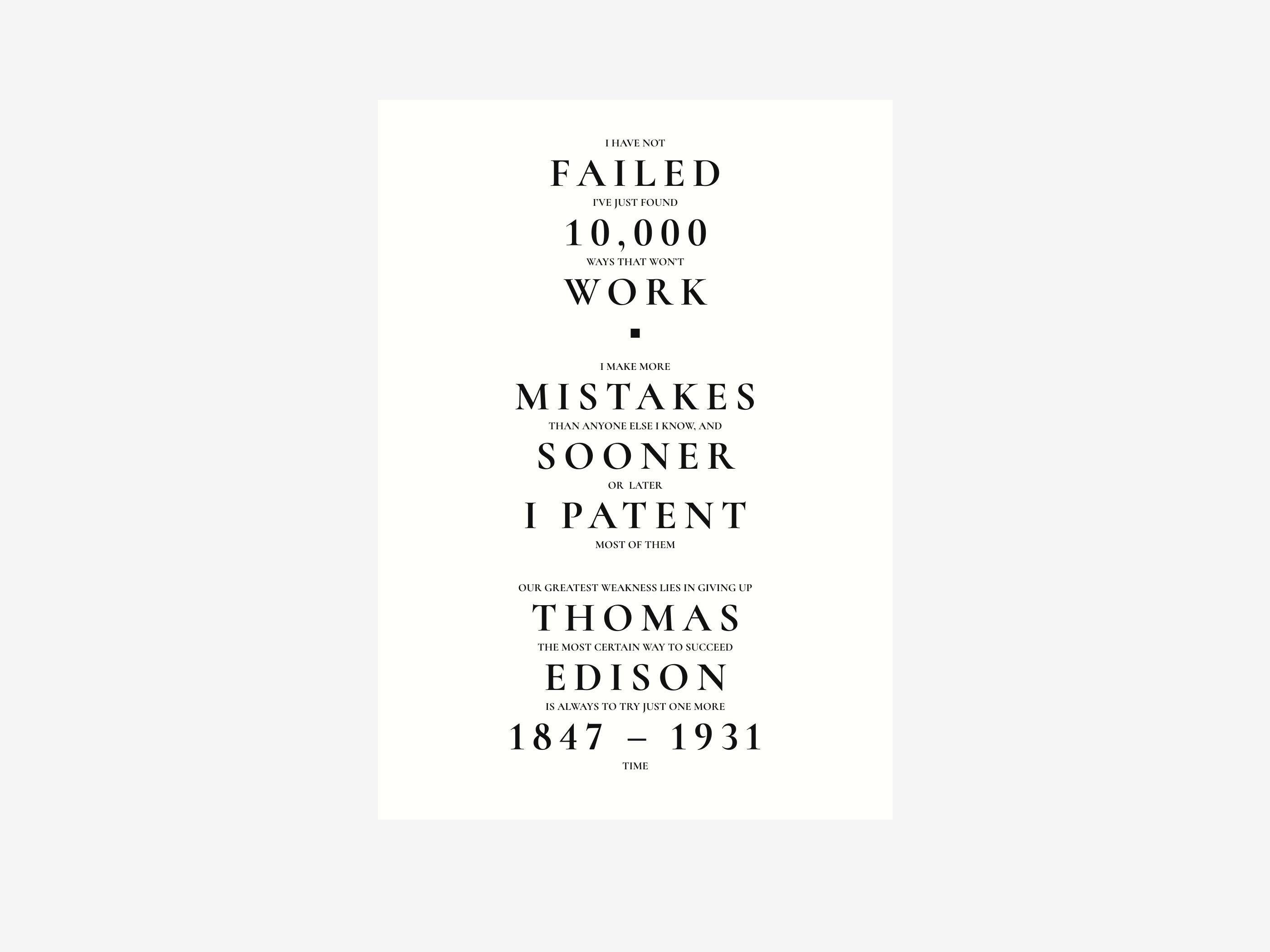 Edison poster composition study central composition composition edison experiments one font poster