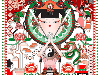 Extraordinary oriental circus asian circus digitalart drawing graphic design illustration mysterie oriental packagedesign