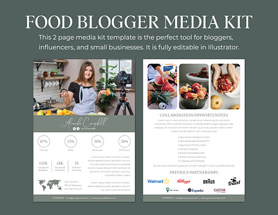 FOOD BLOGGER PRESS KIT DESIGN. blogger blogger media kit blogger press kit food food blogger food blogger press kit design media kit one sheet design press kit social food blog design social media kit