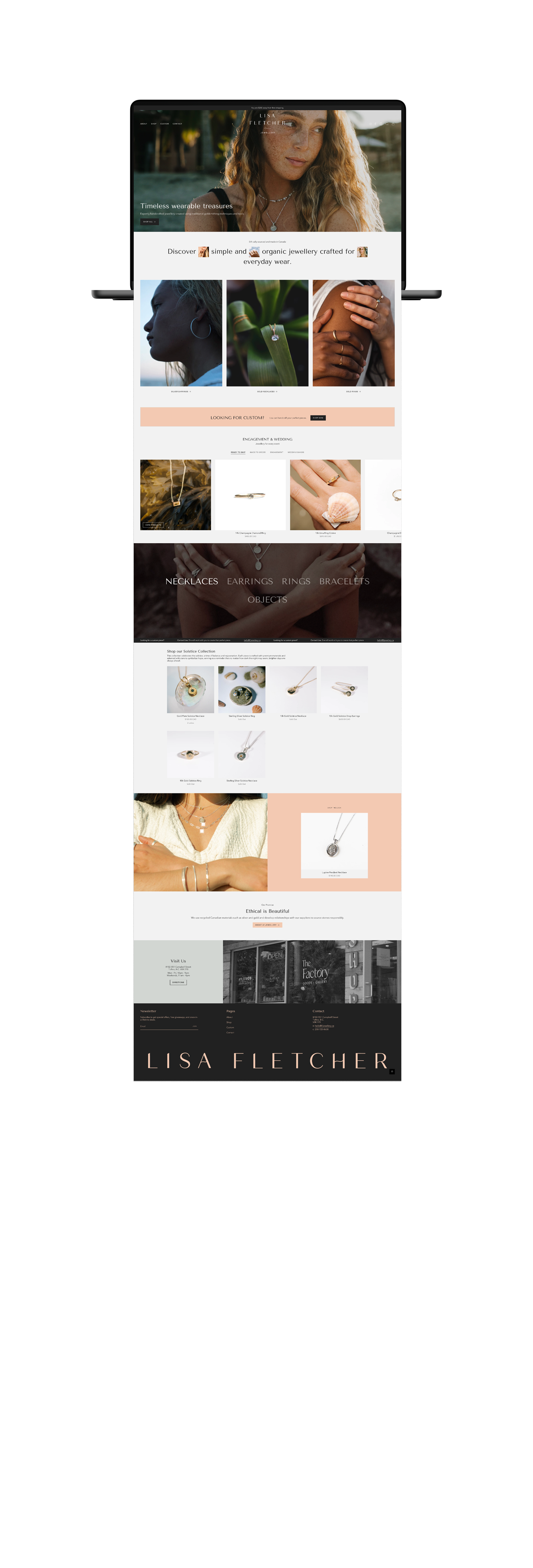 Lisa Fletcher Jewellery Website Design shopify squarespace ui ux web web design website website design