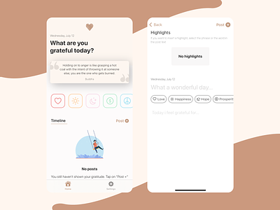 Grato - Gratitude Journal App app design journal mobile ui