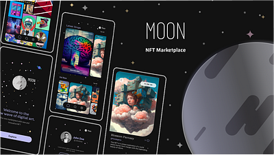 Moon - NFT Marketplace app dribbble course mobile moon nft prototype student work ui