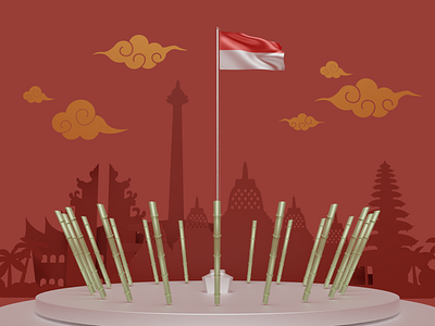 Celebrating Indonesia Independence Day 3d animation design flag independence day indonesia