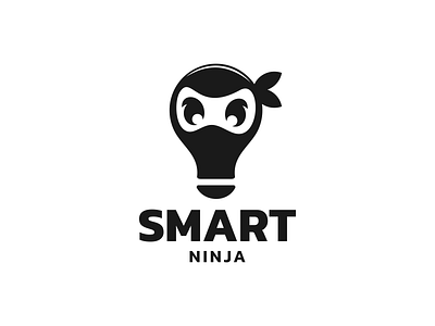 Smart Ninja logo app branding bulb design dual meaning graphic design icon illustration japannese logo ninja smart ui ux vector