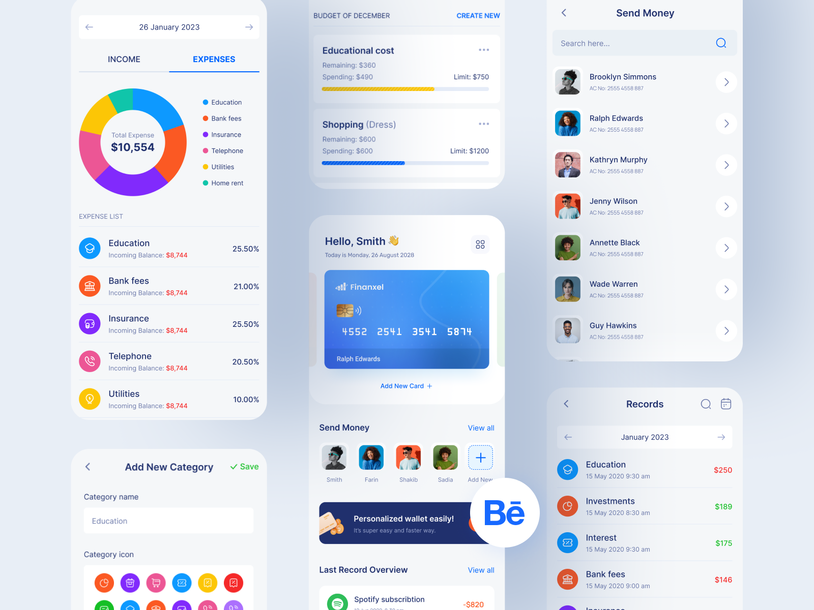 Finance Management Mobile App Design app behance budget tracking case study expense management finance finance management financial data mobile app design send money track bills tracking transaction weekly goal