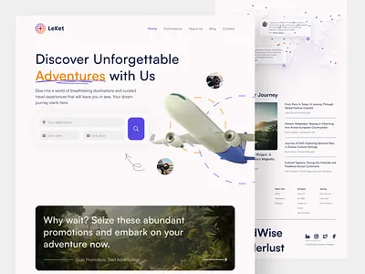 LeKet - Booking Flight Landing Page book travel booking booking flight clean design flight landing page landingpage staycation ticket tourism travel traveling ui ux vacation web design