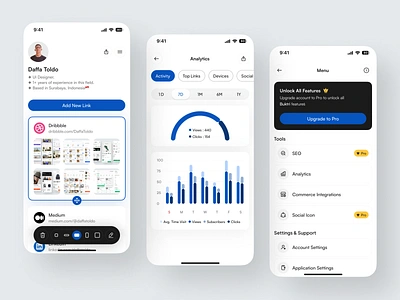 Buktri - Link Maker Platform analytics chart dribbble link link maker link organizer linktree mobile seo ui ui design uiux ux