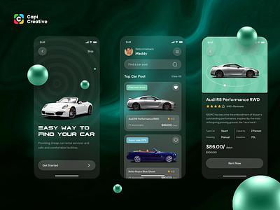 Car Rental Concept App - Glassmorphism Design Style app app design app design concept car car app car rental design glassmorphism glassmorphism style mobile mobile app ui ui design ui ux