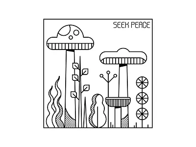 Mushroom Towers illustration mushroom mushrooms outlines seek peace strokes towers type typography